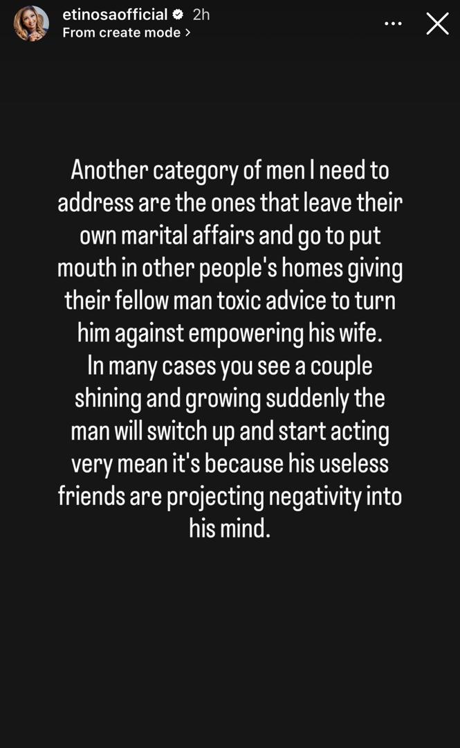 You don?t have to dim her light to feel like a man- actress Etinosa Ogbemudia addresses married men who feel threatened by their wife?s success